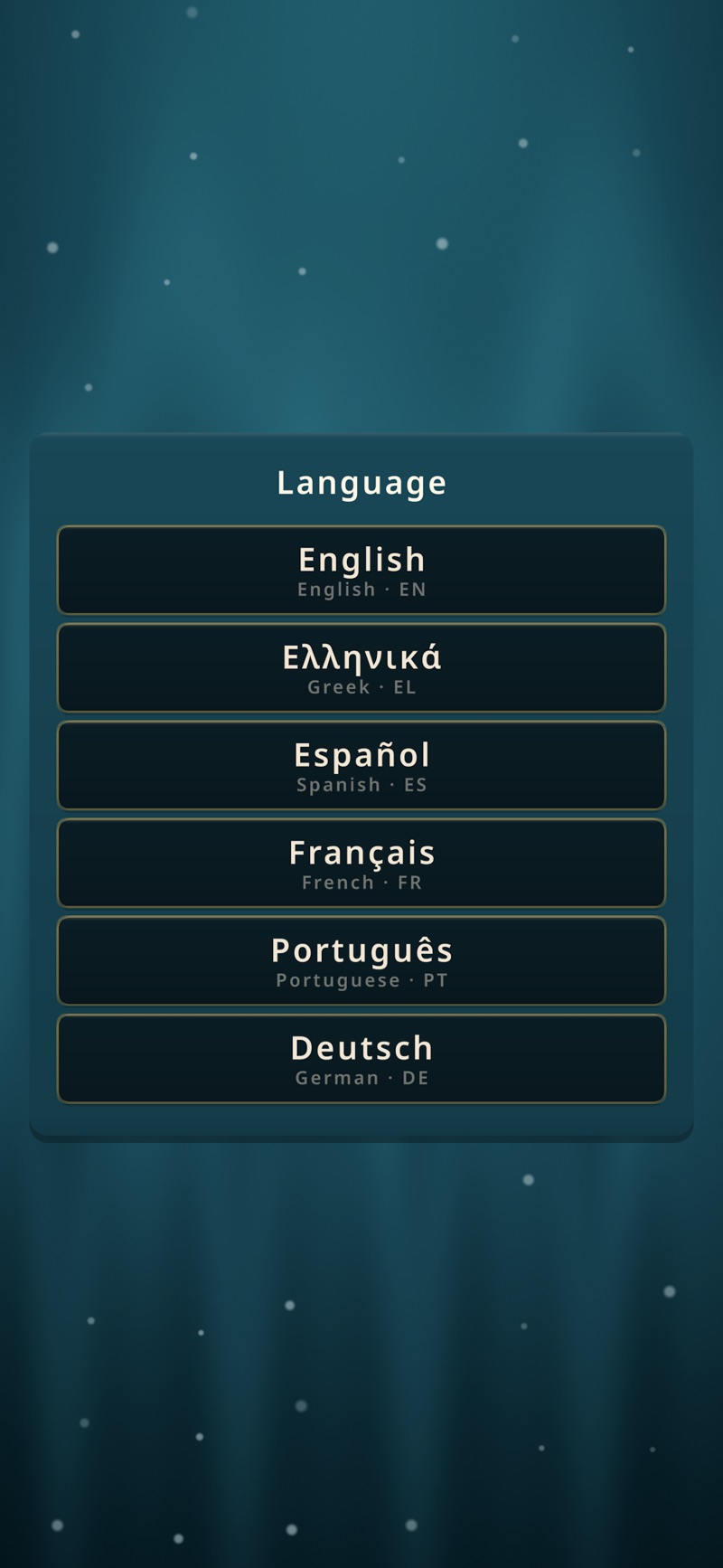LexiCraft language selection with six languages